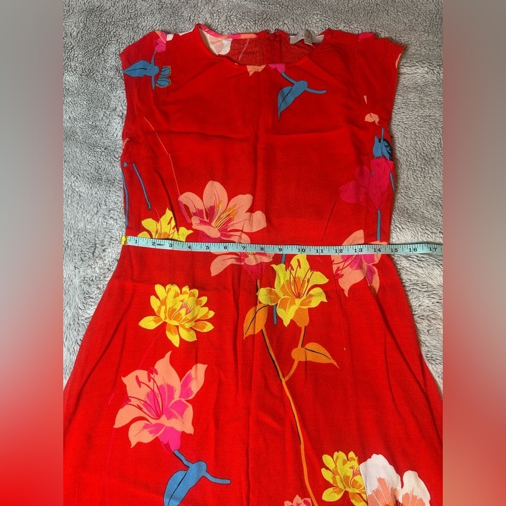 LOFT Petites Red Floral Fit & Flare Dress – Size 6P - Picture 14 of 14